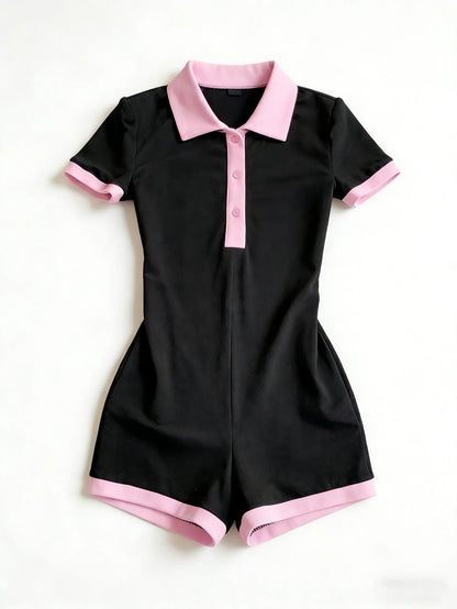 Short-Sleeve Slim Jumpsuit