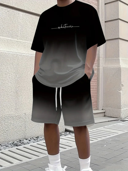 Casual T-Shirt Drawstring Shorts Set