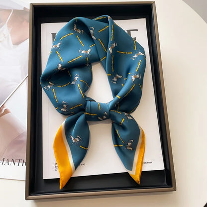 Twill Colorful Print Square Scarf