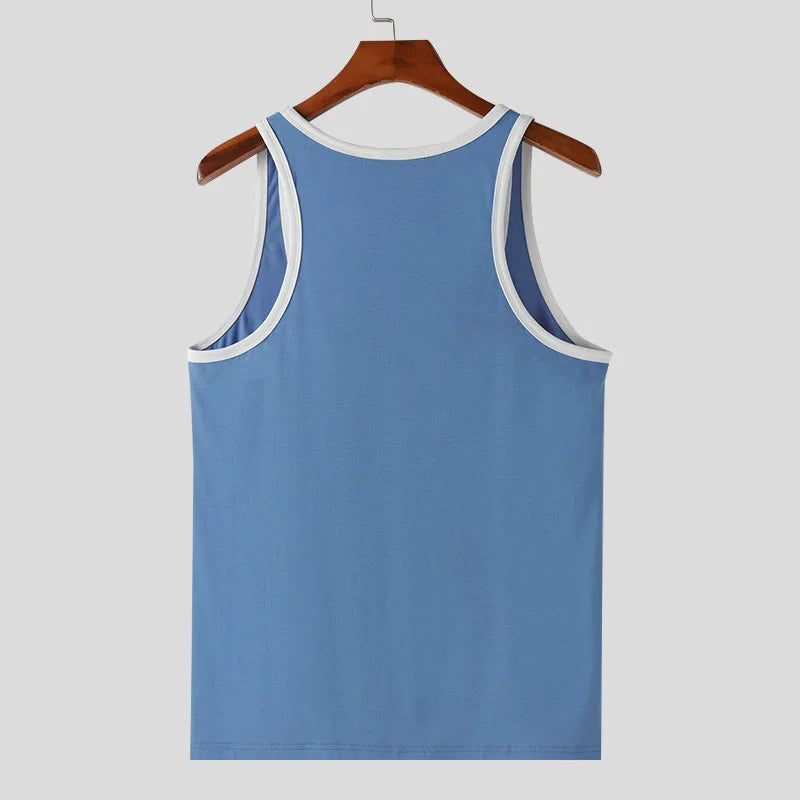 Patchwork Skinny Gym Tank Top