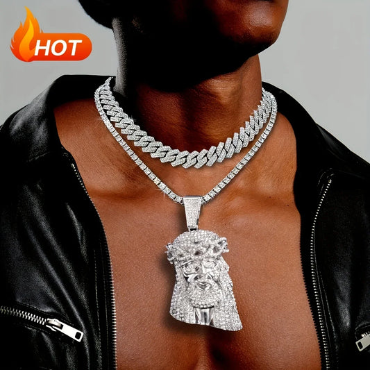 Glass Jesus Pendant Necklace
