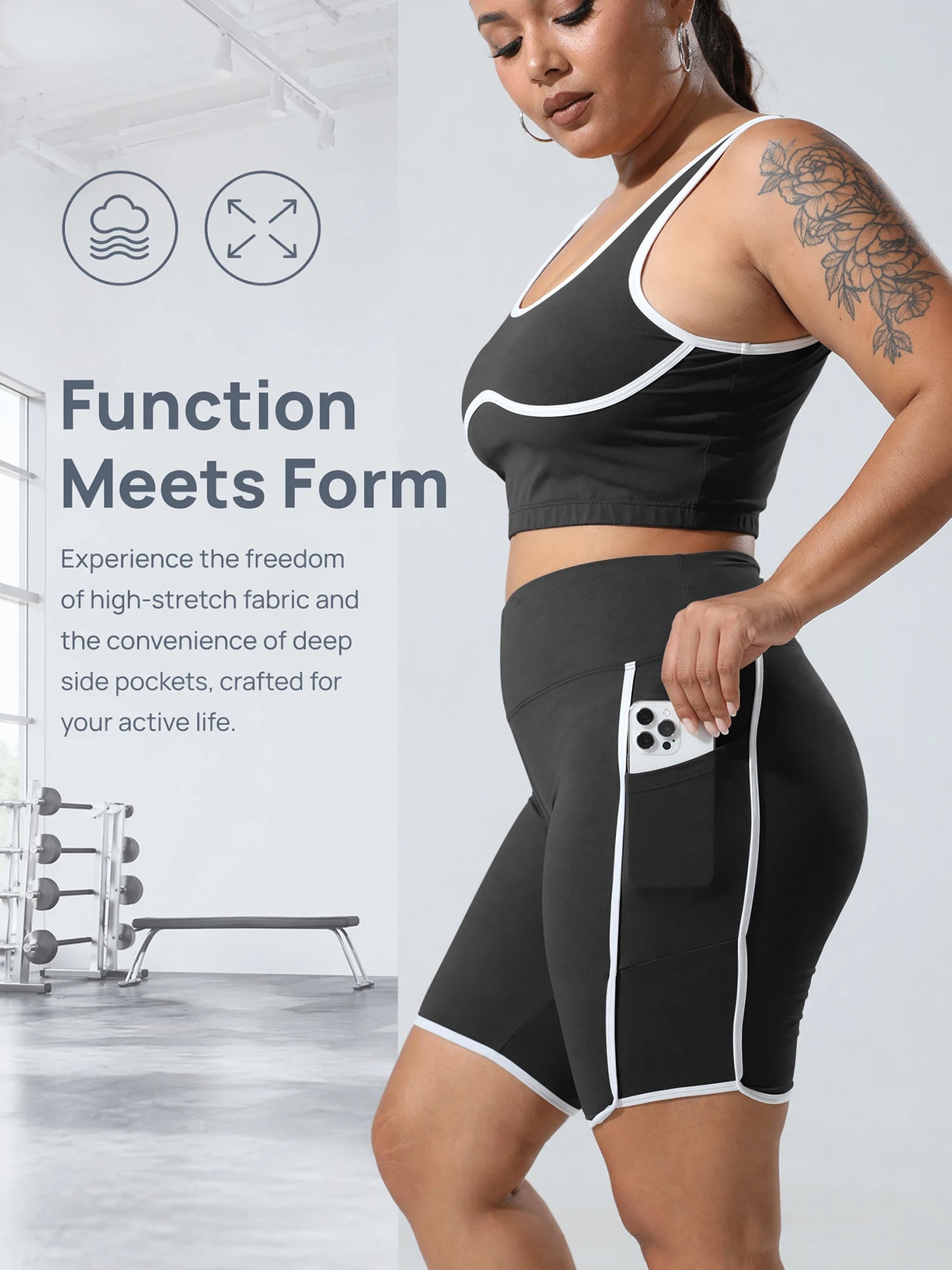 Plus Size Biker Shorts Set