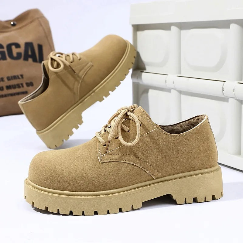 Suede Chunky Lace-up Work Boots
