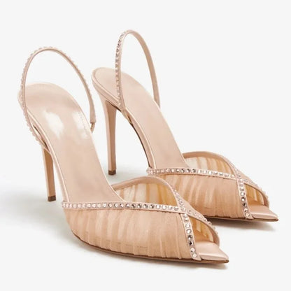 Elastic Strap Thin Heel Sandals