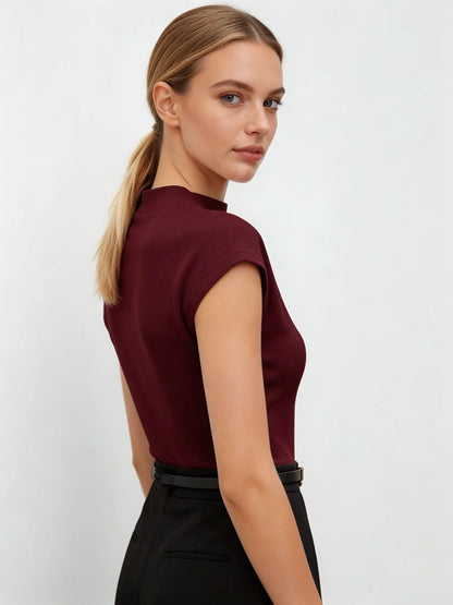 Burgundy Mock Neck Top