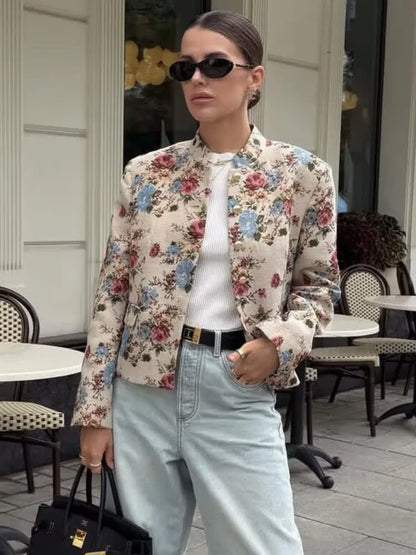 Printed Round Neck Jacket