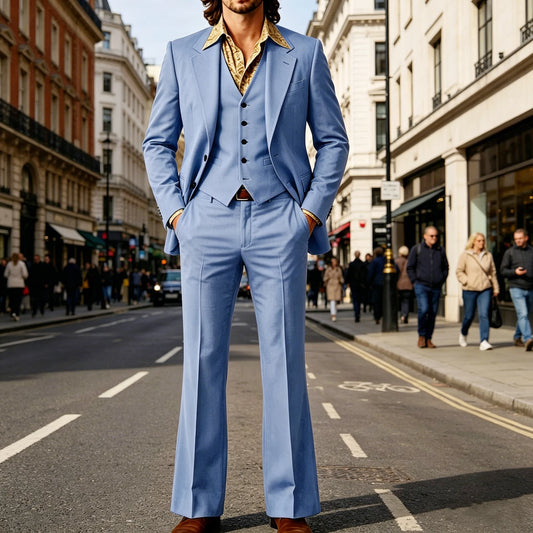 Retro Bell-Bottom Three-Piece Suit