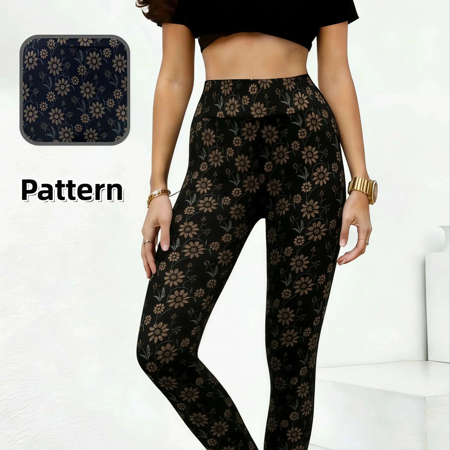 Daisy Print Cropped Leggings