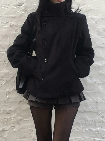 High-Neck Woolen Coat
