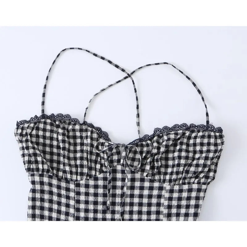 Gingham Wide-Strap Dress