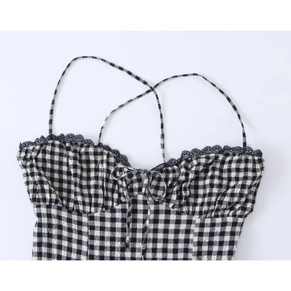 Gingham Wide-Strap Dress