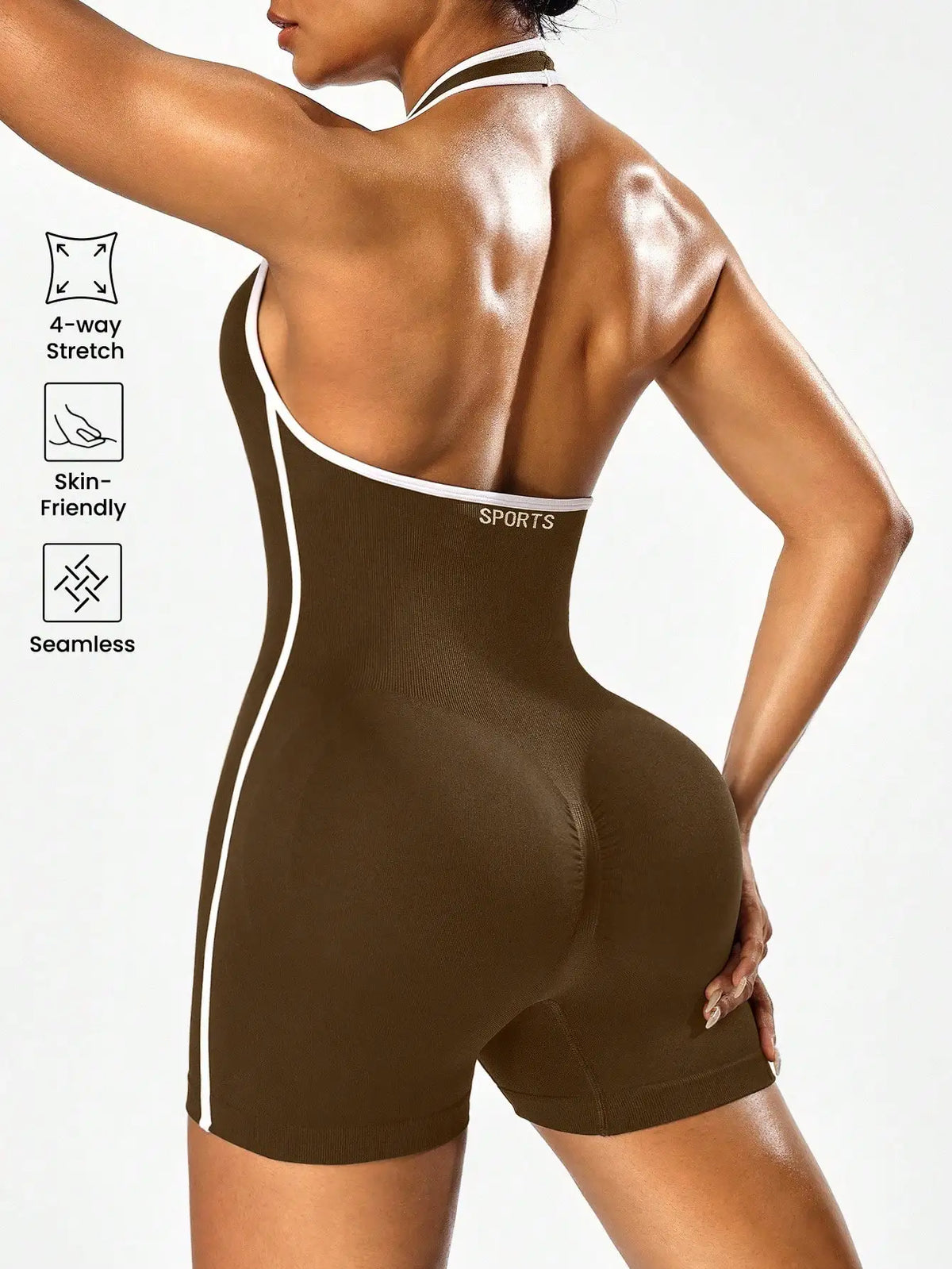 Color-Block Backless Yoga Jumpsuit