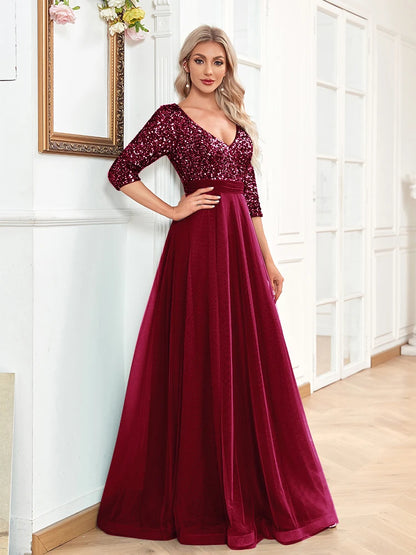 Tiered Sequin Gown