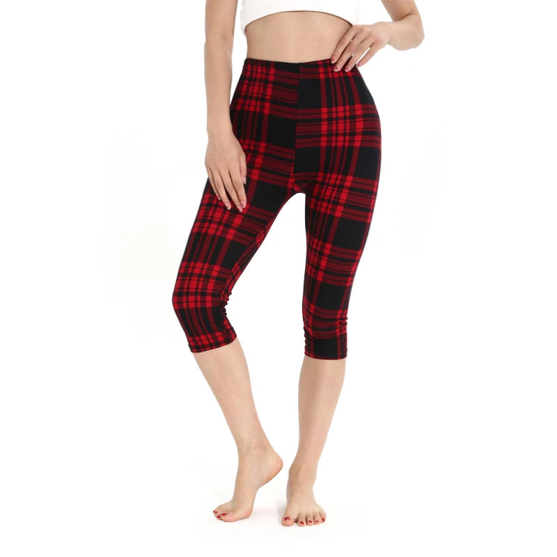 Black Red Plaid Leggings