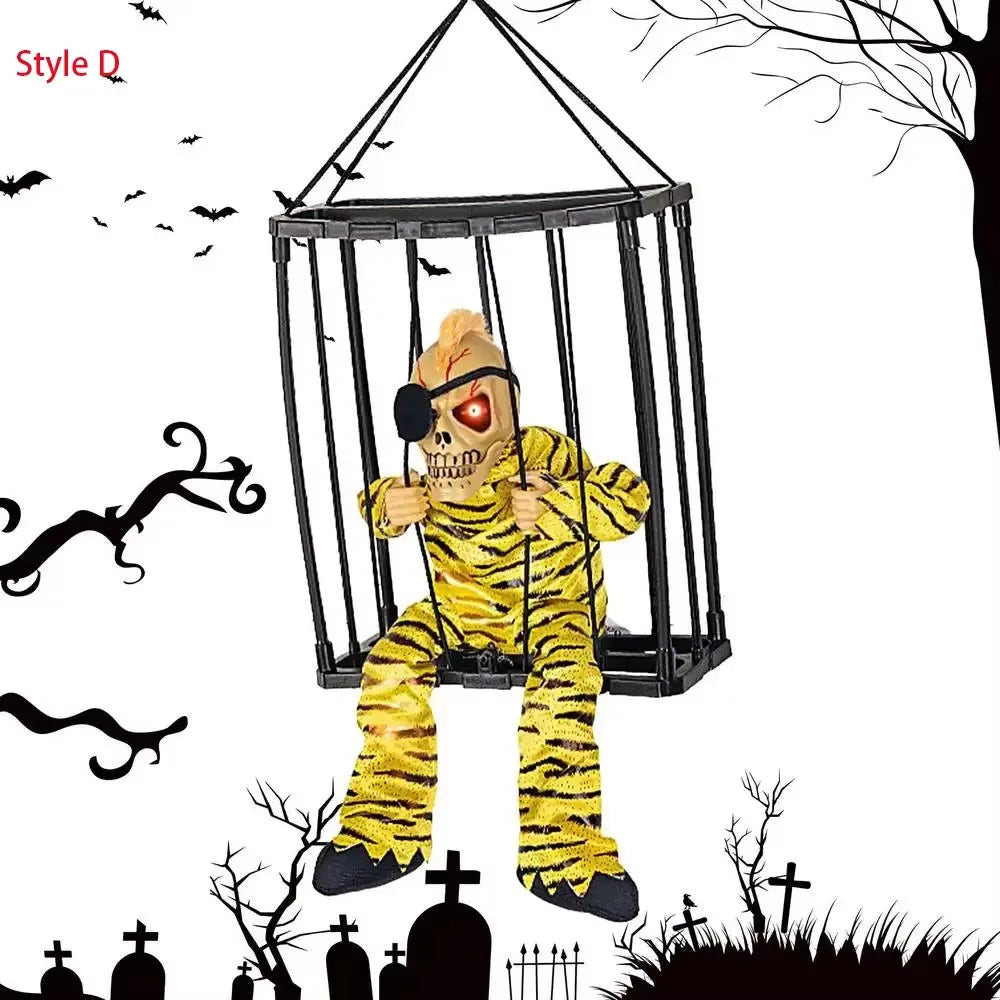 Animated Skeleton Prisoner Cage Prop