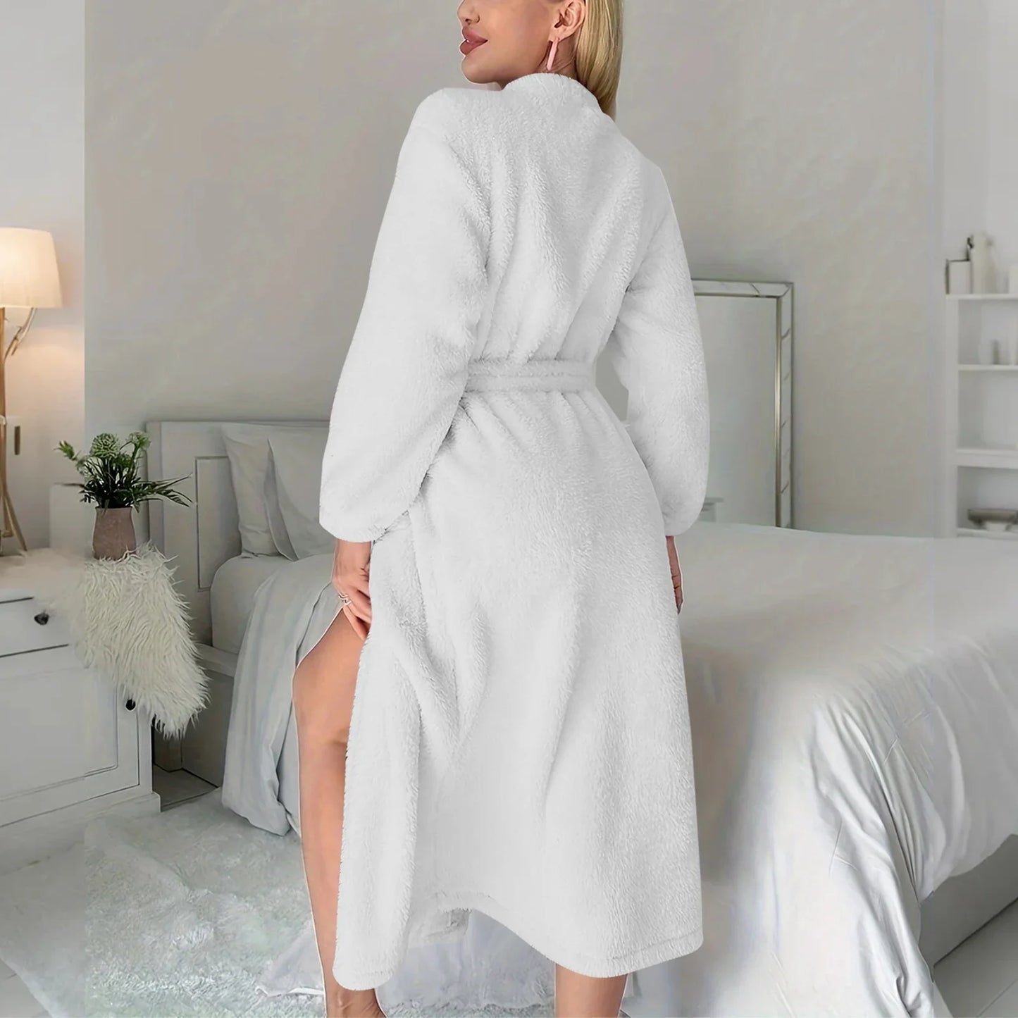 Women's Solid Color Waist Tied Robe