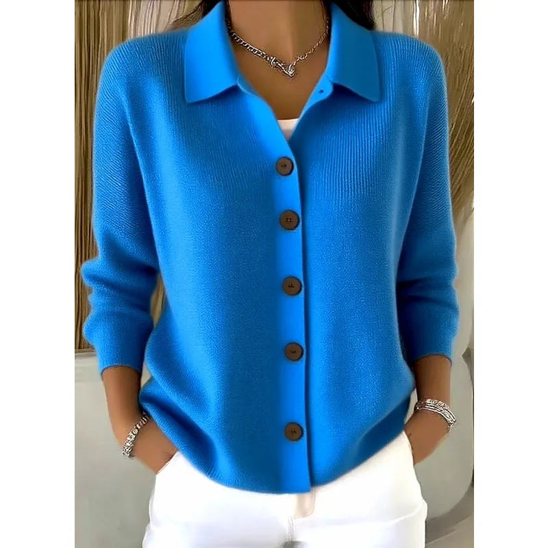 Polo Neck Button Knit Cardigan