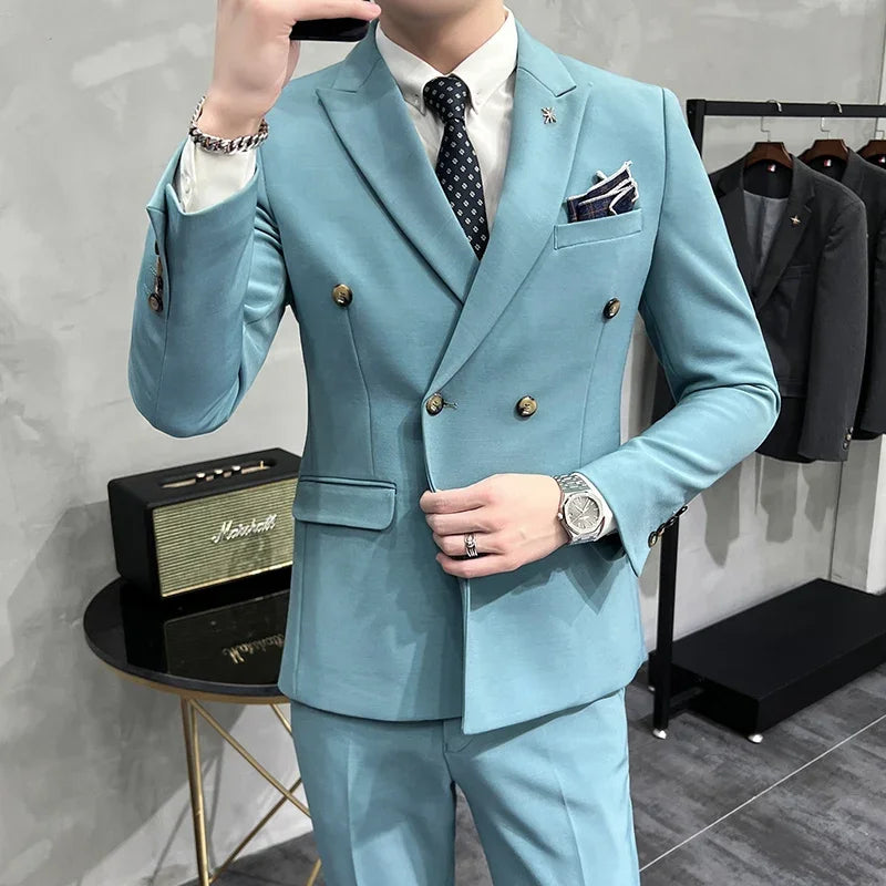 Double-Button Business Office Suit Set