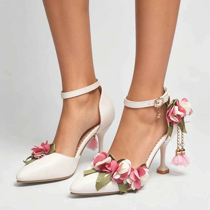 Floral Patchwork Ankle Strap Sandals