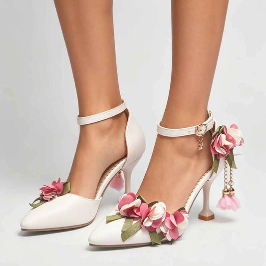 Floral Patchwork Ankle Strap Sandals