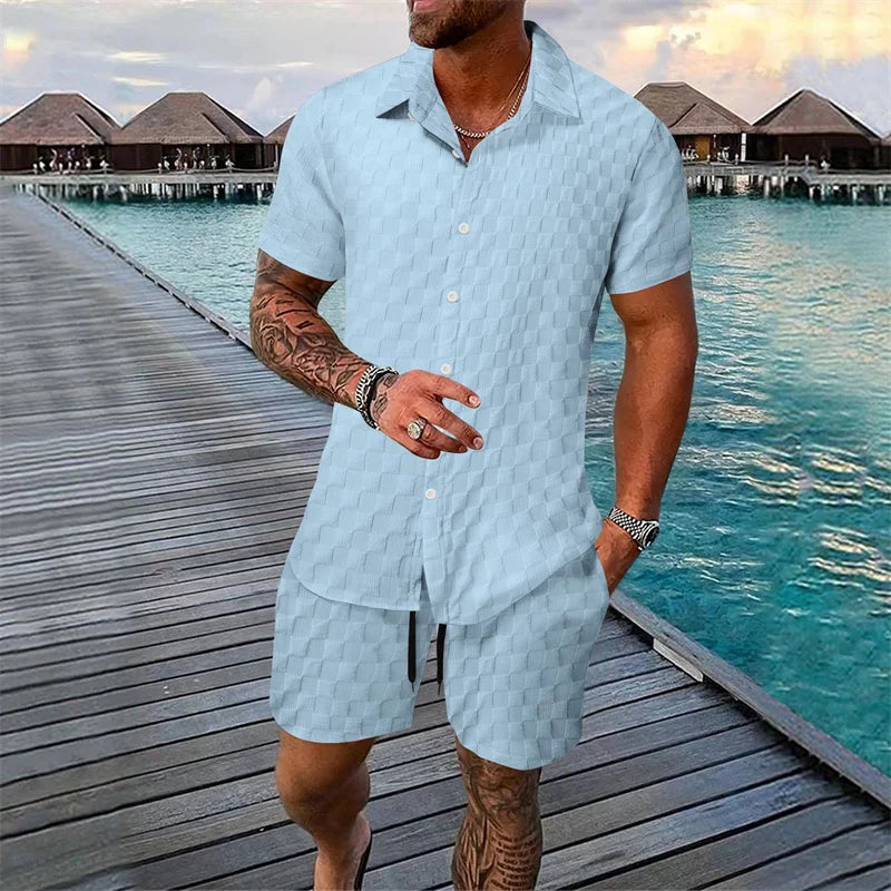 Blended Short-Sleeve Shorts Suit