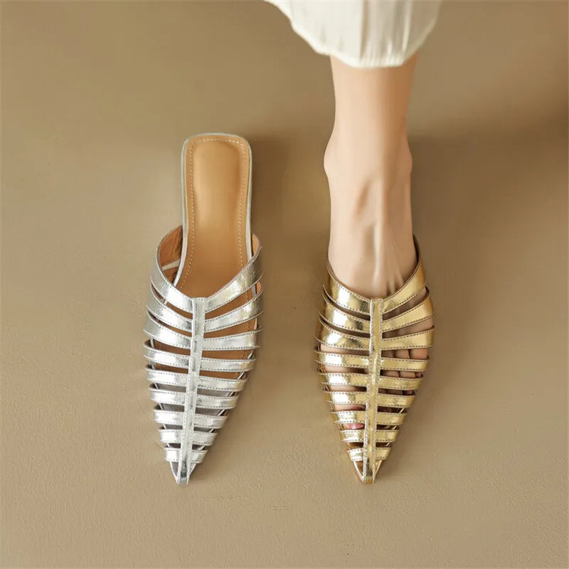 Leather Narrow Band Slippers