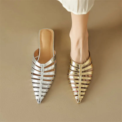 Leather Narrow Band Slippers