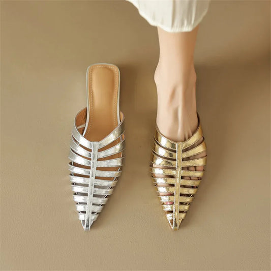 Leather Narrow Band Slippers