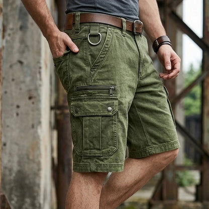 Vintage Solid Cargo Loose Shorts