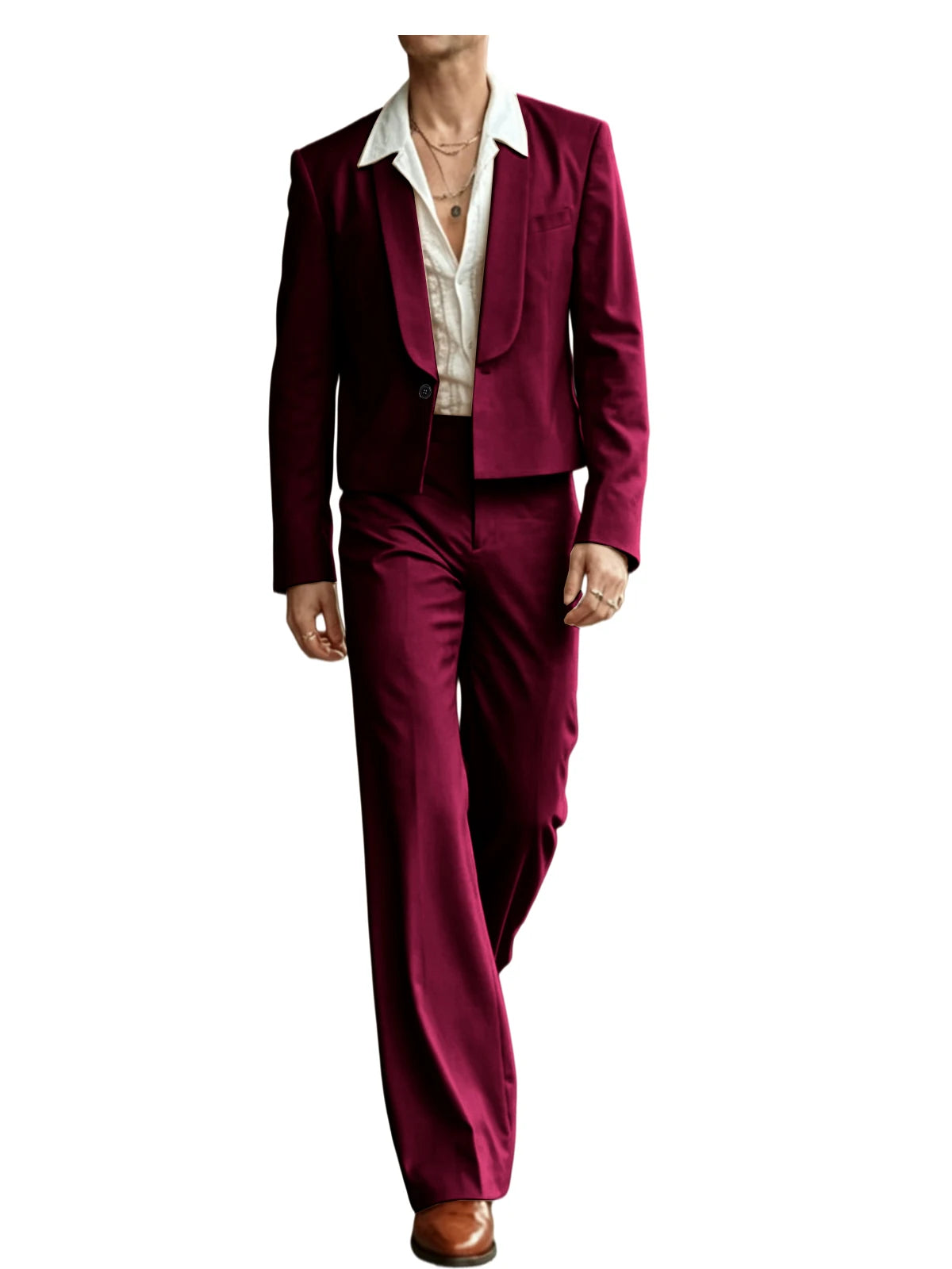 Cropped Blazer Flare Pants Tuxedo Set