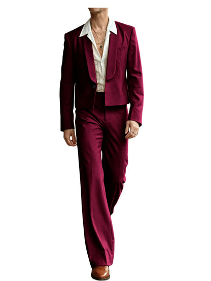 Cropped Blazer Flare Pants Tuxedo Set
