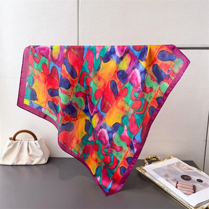 Pink Star Print Square Scarf