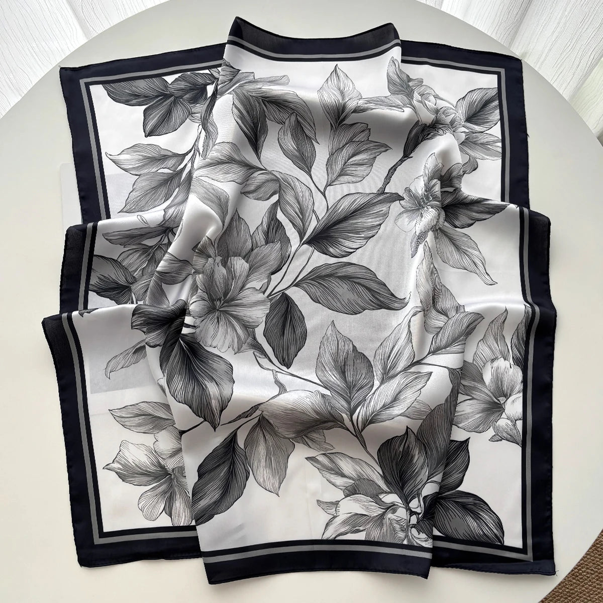 Floral Print Silk Hairband Scarf