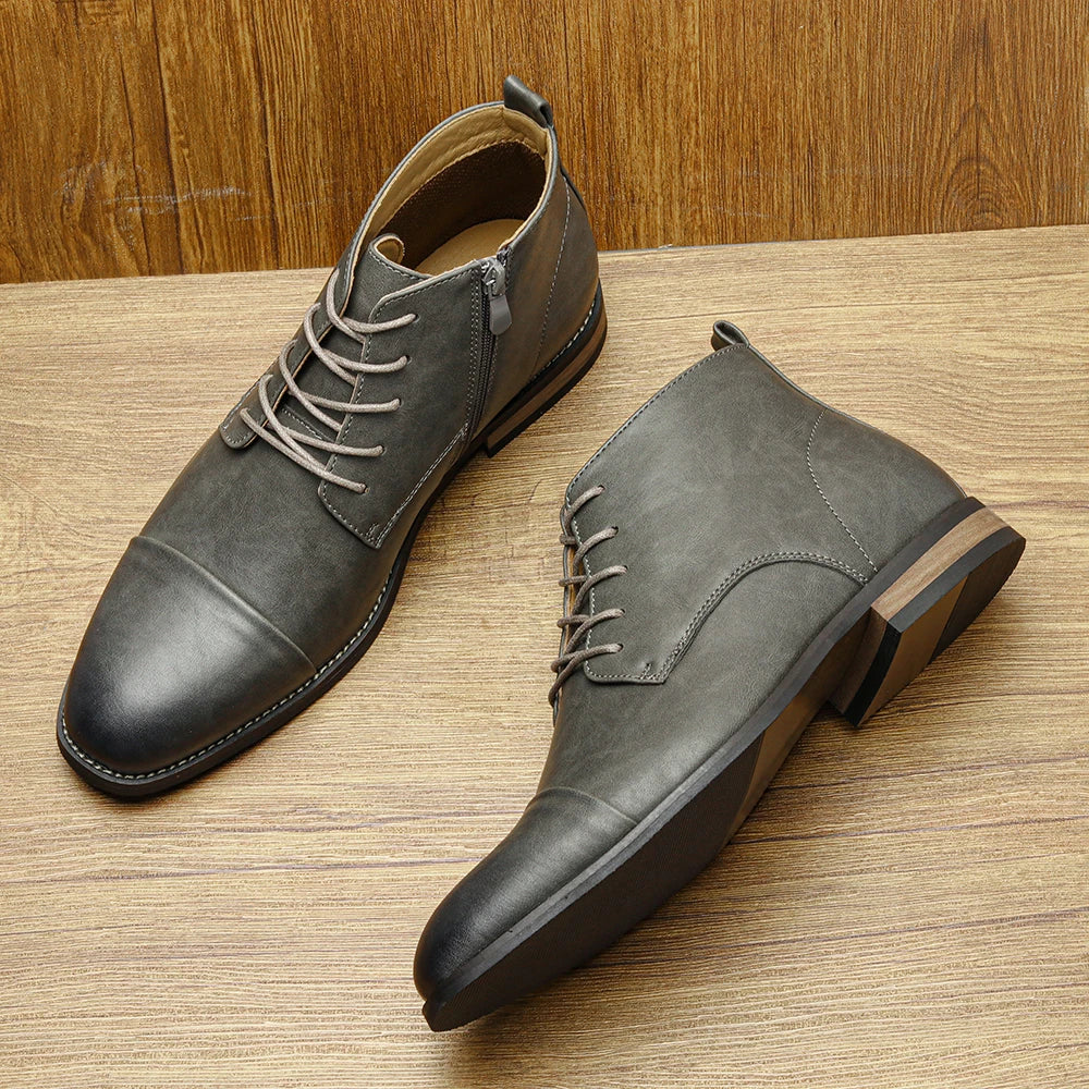Leather Ankle Zip Boots