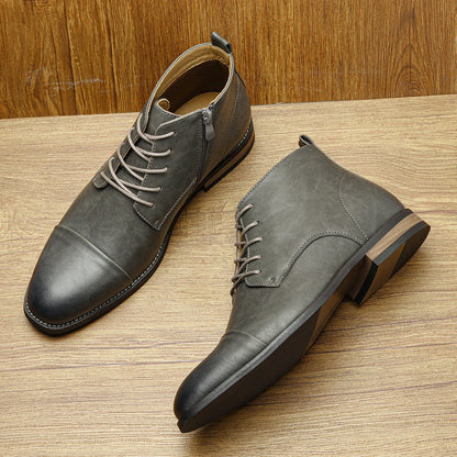 Leather Ankle Zip Boots
