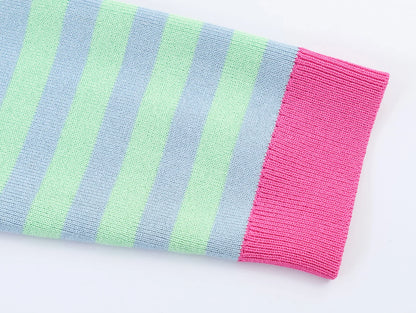 Multicolor Striped Knit Cardigan
