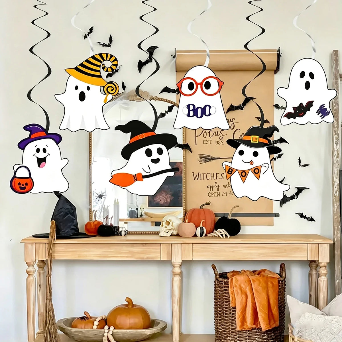 Ghost Hanging Swirl Decorations