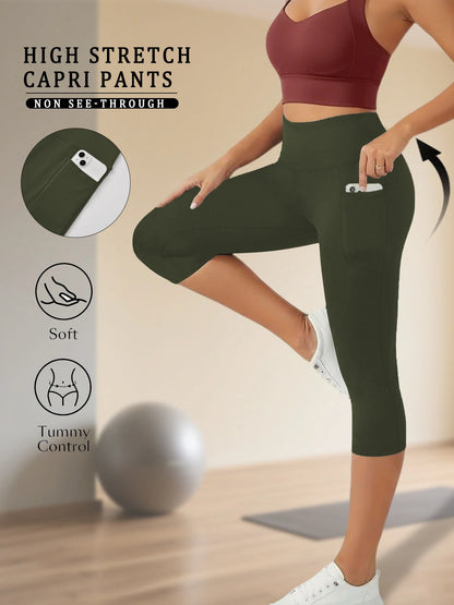 High Waist Pocket Capris