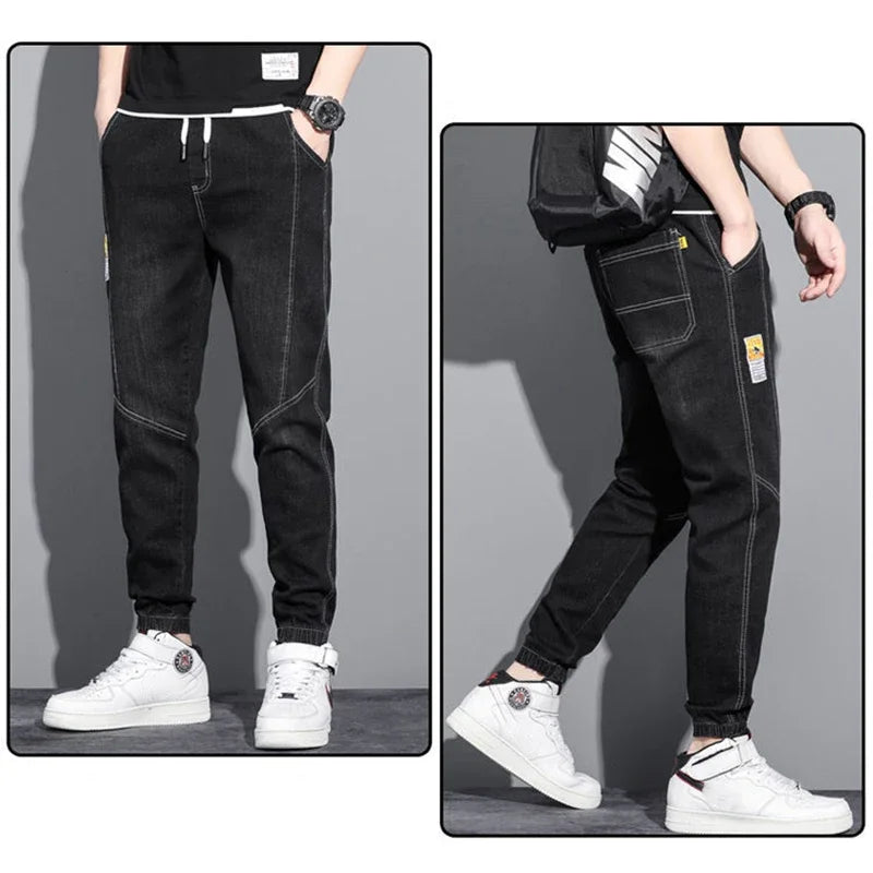Elastic Harem Cargo Denim Joggers
