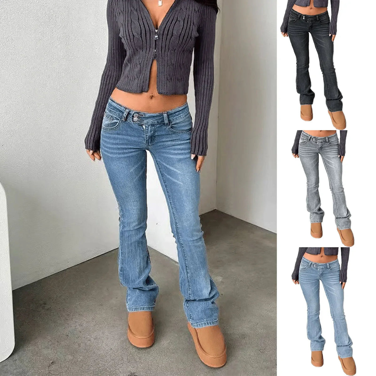 Faded Wash Button-Fly Jeans