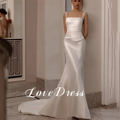 Customized Love Elegant Spaghetti Strap Mermaid Wedding Dress