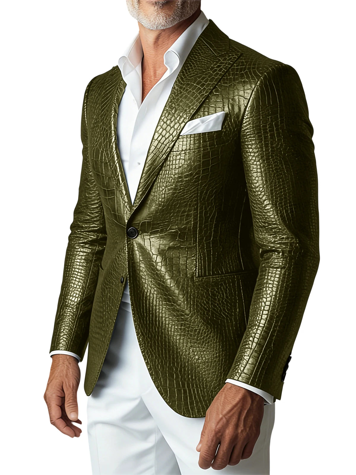 Crocodile PU Leather Suit Blazer