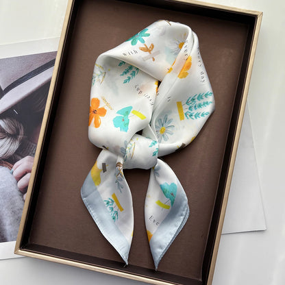 Floral Print Silk Shawl Scarf