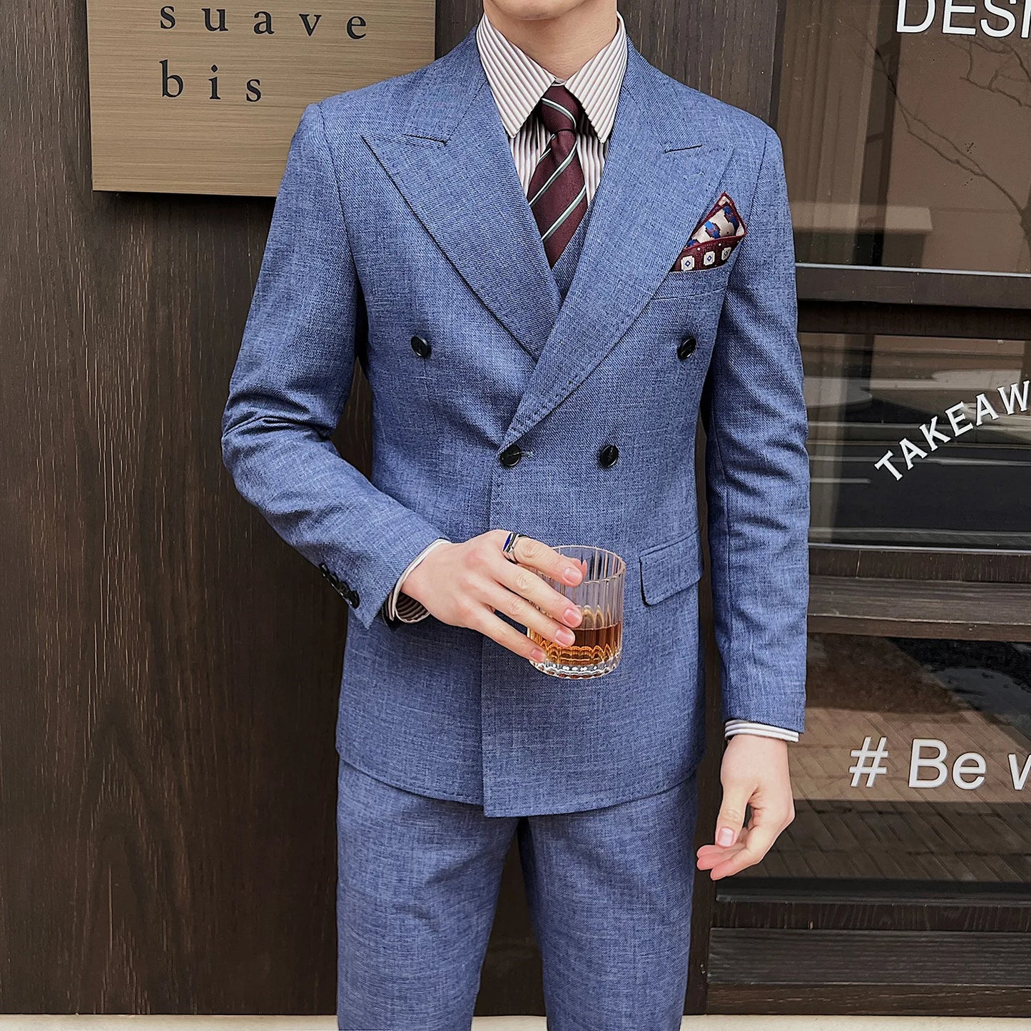 British Linen Slim Groom Suit Set