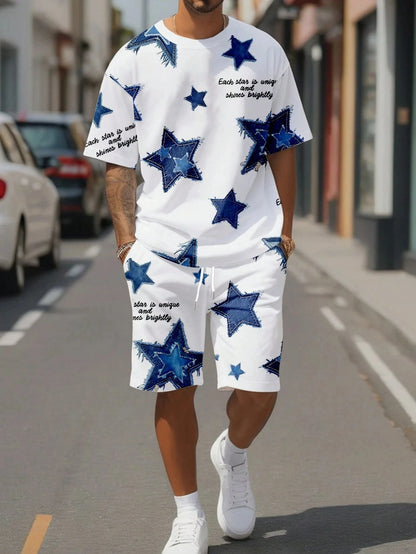 Floral Graphic O-Neck Shorts Set