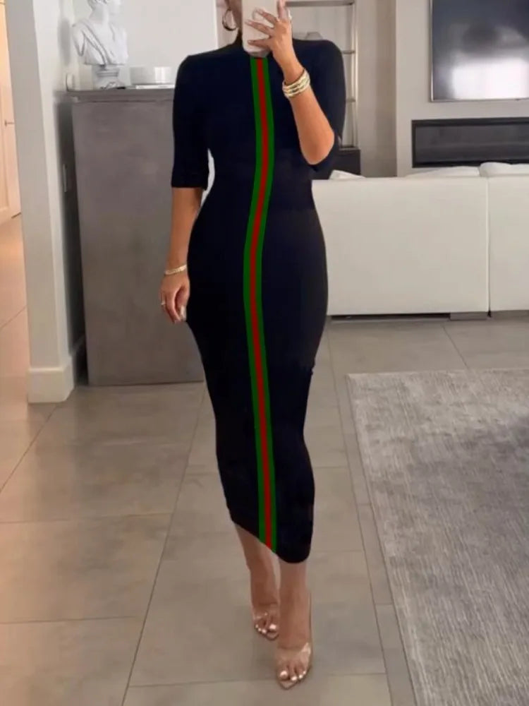 Contrast Striped Bodycon Dress