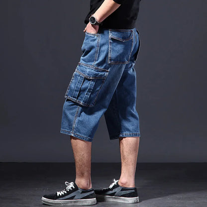Multi-Pocket Workwear Denim Shorts