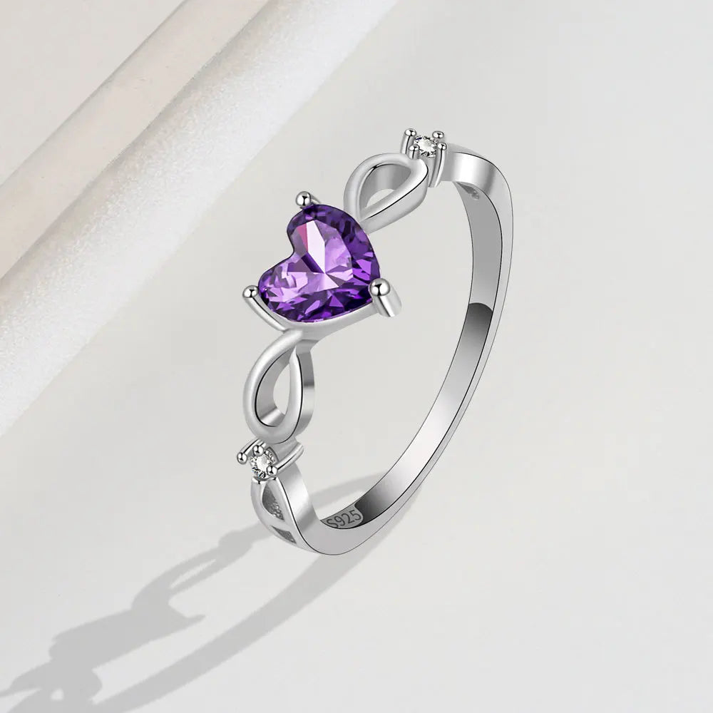 Heart Crystal Silver Ring