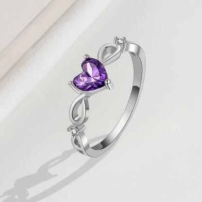 Heart Crystal Silver Ring