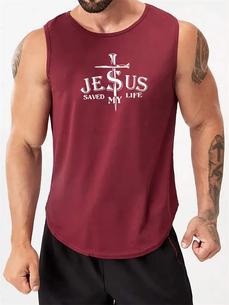 Cross Print Streetwear Tank Top